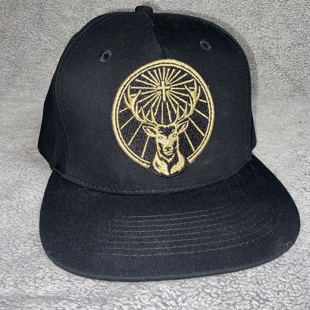Jagermeister Hat Black Snapback Embroidered Gold Logo Adjustable Cap